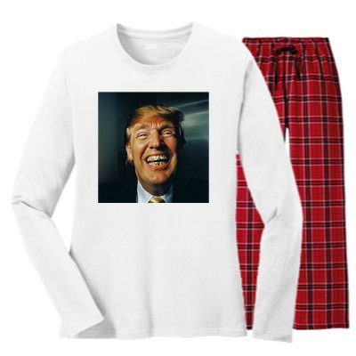 Donald Trump Grillz Teeth Women's Long Sleeve Flannel Pajama Set 