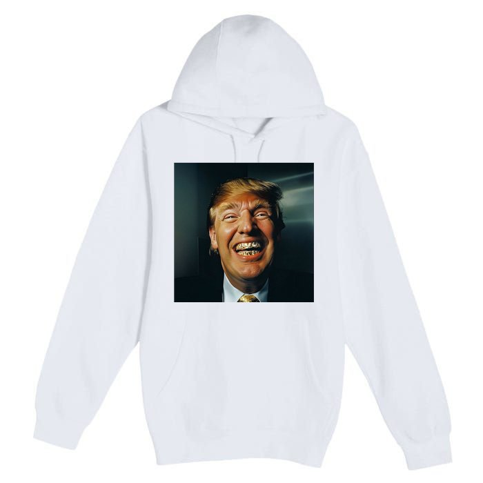 Donald Trump Grillz Teeth Premium Pullover Hoodie