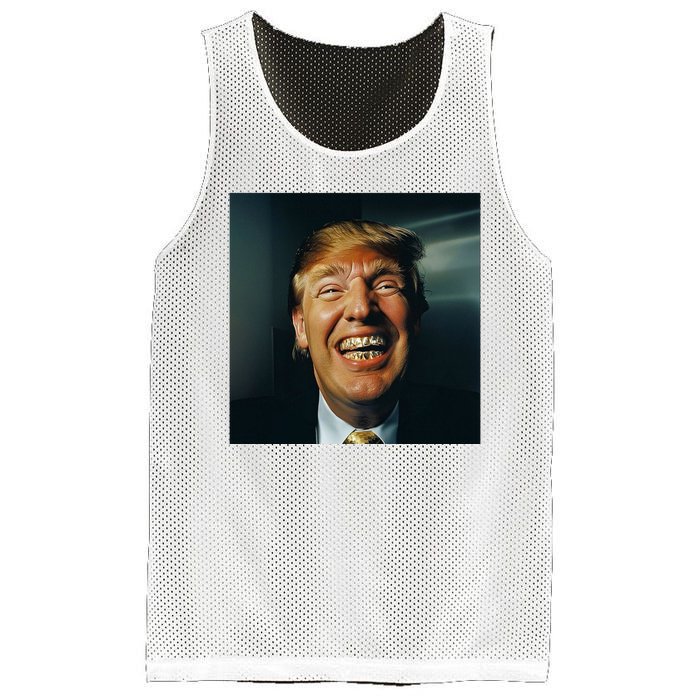 Donald Trump Grillz Teeth Mesh Reversible Basketball Jersey Tank