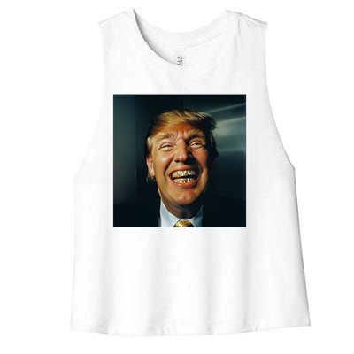 Donald Trump Grillz Teeth Women's Racerback Cropped Tank