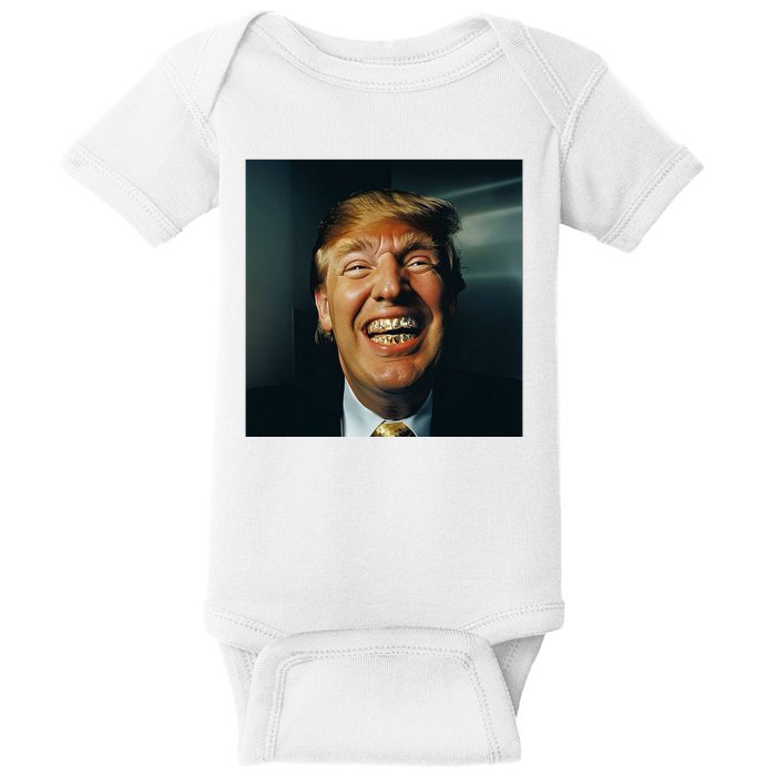 Donald Trump Grillz Teeth Baby Bodysuit