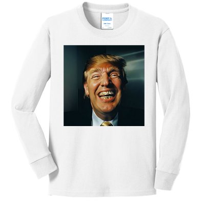 Donald Trump Grillz Teeth Kids Long Sleeve Shirt