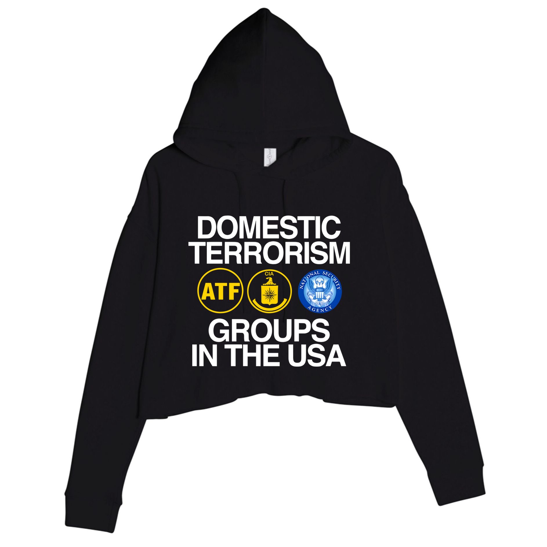 Domestic Terrorism Groups In The Usa Crop Fleece Hoodie