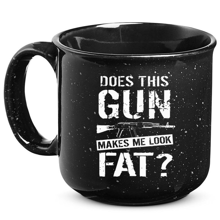 Does This Gun Make Me Look Fat  Funny Gun Nut Joke Sayings  15oz Campfire Ceramic Mug