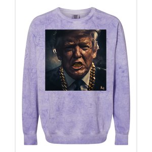 Donald Trump Gold Grillz Colorblast Crewneck Sweatshirt