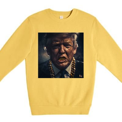 Donald Trump Gold Grillz Premium Crewneck Sweatshirt