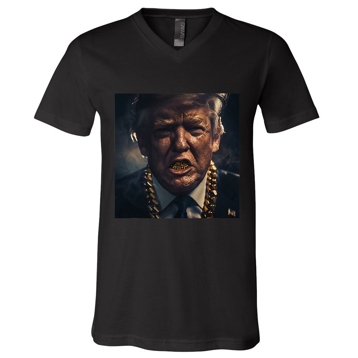 Donald Trump Gold Grillz V-Neck T-Shirt