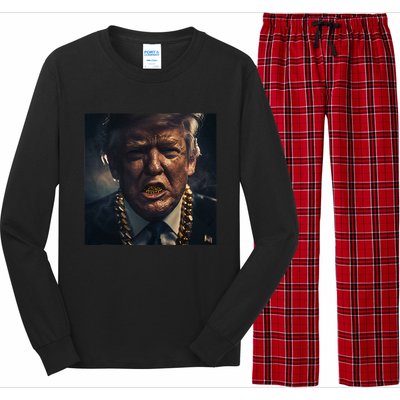 Donald Trump Gold Grillz Long Sleeve Pajama Set