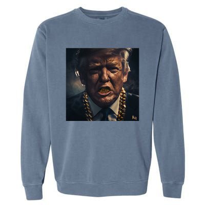 Donald Trump Gold Grillz Garment-Dyed Sweatshirt