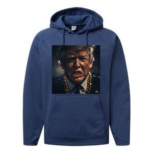 Donald Trump Gold Grillz Performance Fleece Hoodie