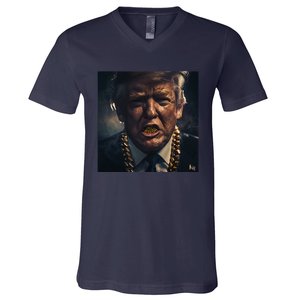 Donald Trump Gold Grillz V-Neck T-Shirt