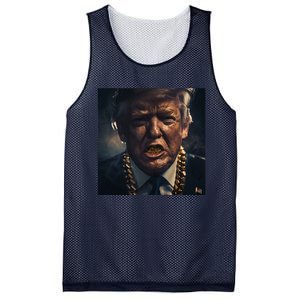 Donald Trump Gold Grillz Mesh Reversible Basketball Jersey Tank