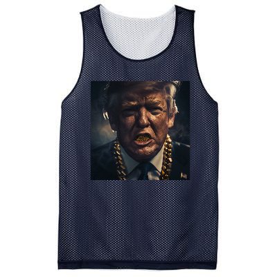 Donald Trump Gold Grillz Mesh Reversible Basketball Jersey Tank