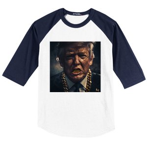 Donald Trump Gold Grillz Baseball Sleeve Shirt