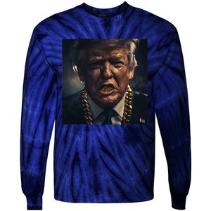 Donald Trump Gold Grillz Tie-Dye Long Sleeve Shirt