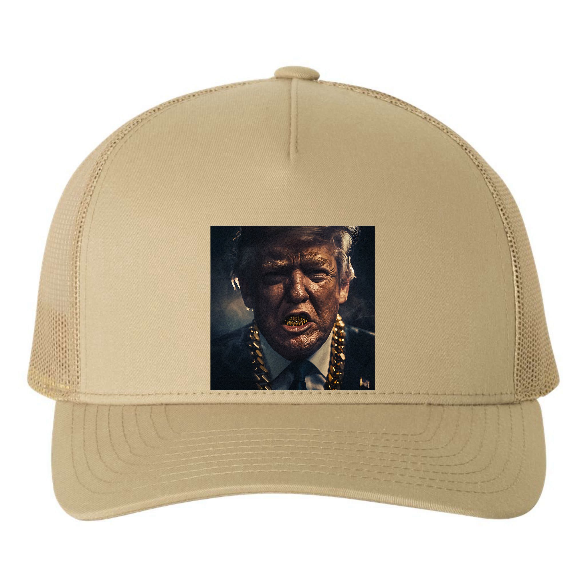 Donald Trump Gold Grillz Yupoong Adult 5-Panel Trucker Hat