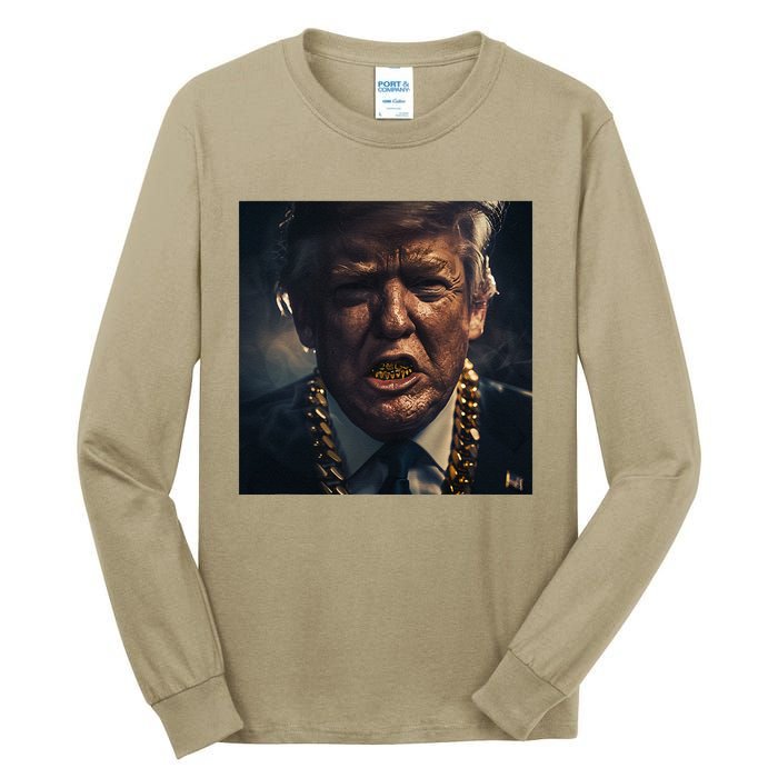 Donald Trump Gold Grillz Tall Long Sleeve T-Shirt