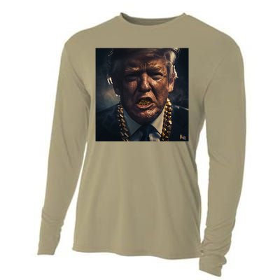 Donald Trump Gold Grillz Cooling Performance Long Sleeve Crew