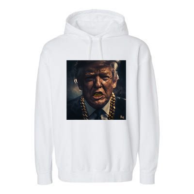 Donald Trump Gold Grillz Garment-Dyed Fleece Hoodie