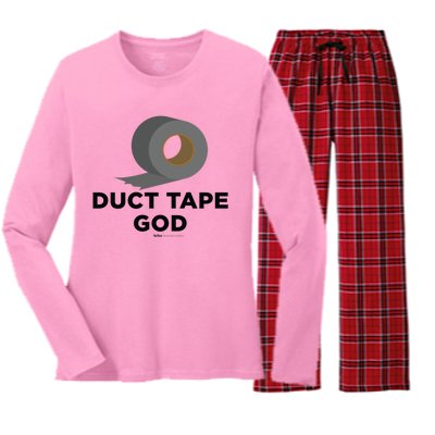 Duct Tape God Handy And Carpenter Gift Women's Long Sleeve Flannel Pajama Set 