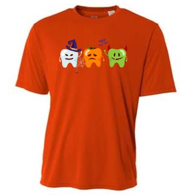 Dentist Teeth Ghost Pumpkin Witch Cute Dental Halloween Gift Cooling Performance Crew T-Shirt