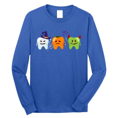 Dentist Teeth Ghost Pumpkin Witch Cute Dental Halloween Gift Long Sleeve Shirt