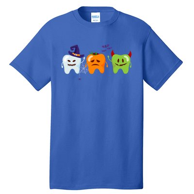 Dentist Teeth Ghost Pumpkin Witch Cute Dental Halloween Gift Tall T-Shirt