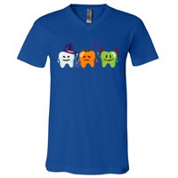 Dentist Teeth Ghost Pumpkin Witch Cute Dental Halloween Gift V-Neck T-Shirt