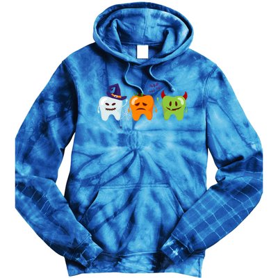 Dentist Teeth Ghost Pumpkin Witch Cute Dental Halloween Gift Tie Dye Hoodie