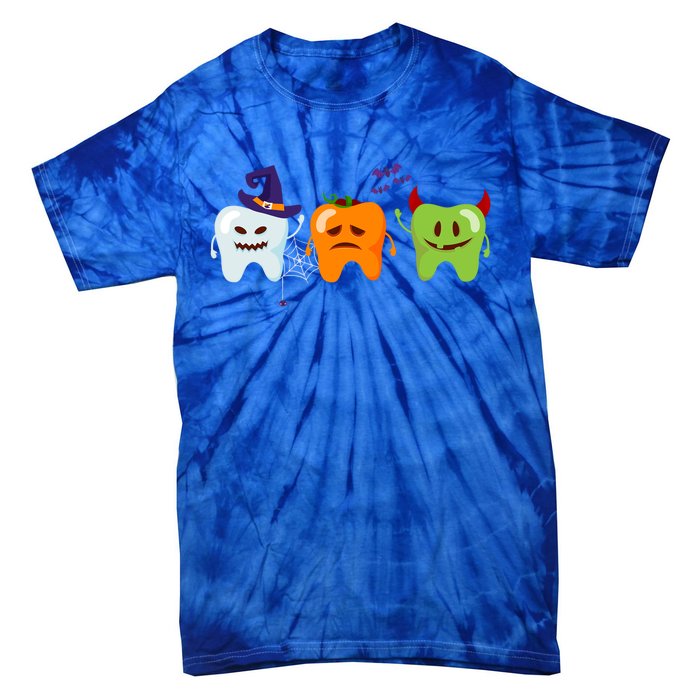 Dentist Teeth Ghost Pumpkin Witch Cute Dental Halloween Gift Tie-Dye T-Shirt