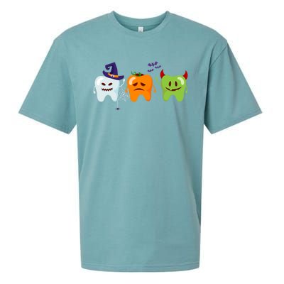 Dentist Teeth Ghost Pumpkin Witch Cute Dental Halloween Gift Sueded Cloud Jersey T-Shirt