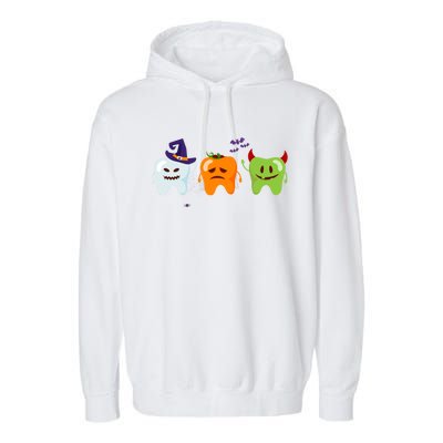 Dentist Teeth Ghost Pumpkin Witch Cute Dental Halloween Gift Garment-Dyed Fleece Hoodie