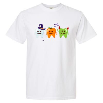 Dentist Teeth Ghost Pumpkin Witch Cute Dental Halloween Gift Garment-Dyed Heavyweight T-Shirt