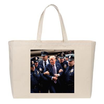 Donald Trump Getting Arrested Meme Cotton Canvas Jumbo Tote