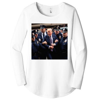 Donald Trump Getting Arrested Meme Women's Perfect Tri Tunic Long Sleeve Shirt