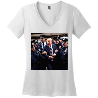 Donald Trump Getting Arrested Meme Women's V-Neck T-Shirt