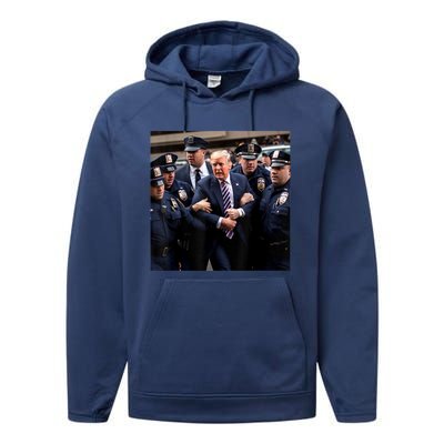 Donald Trump Getting Arrested Meme Performance Fleece Hoodie