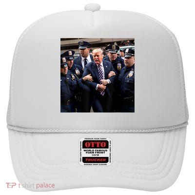 Donald Trump Getting Arrested Meme High Crown Mesh Back Trucker Hat