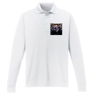 Donald Trump Getting Arrested Meme Performance Long Sleeve Polo