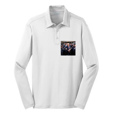 Donald Trump Getting Arrested Meme Silk Touch Performance Long Sleeve Polo