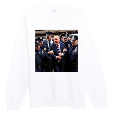 Donald Trump Getting Arrested Meme Premium Crewneck Sweatshirt