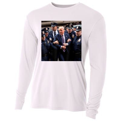 Donald Trump Getting Arrested Meme Cooling Performance Long Sleeve Crew