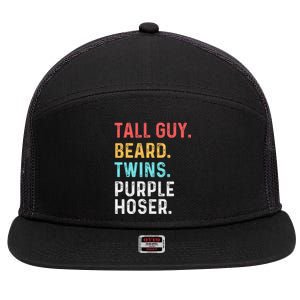 dude tall guy beard twins purple hoser 7 Panel Mesh Trucker Snapback Hat