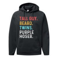 dude tall guy beard twins purple hoser Performance Fleece Hoodie