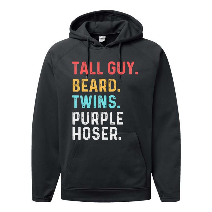 dude tall guy beard twins purple hoser Performance Fleece Hoodie