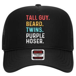 dude tall guy beard twins purple hoser High Crown Mesh Back Trucker Hat