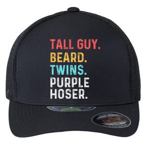 dude tall guy beard twins purple hoser Flexfit Unipanel Trucker Cap