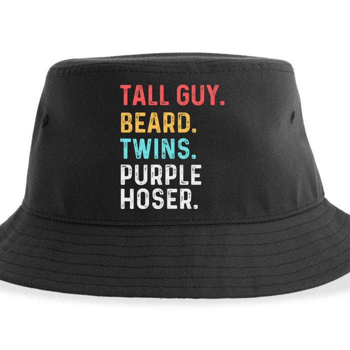 dude tall guy beard twins purple hoser Sustainable Bucket Hat