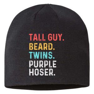 dude tall guy beard twins purple hoser Sustainable Beanie