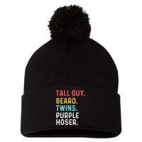 dude tall guy beard twins purple hoser Pom Pom 12in Knit Beanie